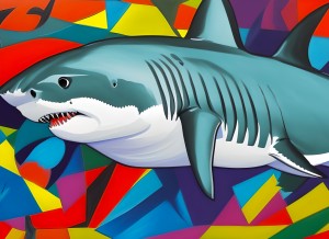 Shark Animal Colourful Abstract Art Blank Greeting Card