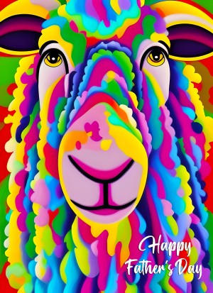 Sheep Animal Colourful Abstract Art Fathers Day Card