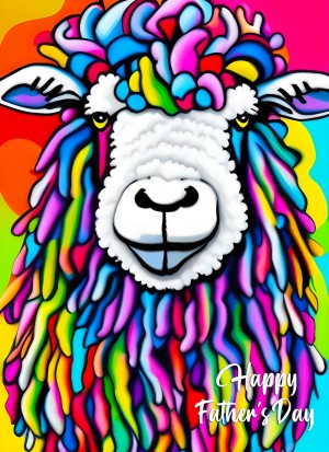 Sheep Animal Colourful Abstract Art Fathers Day Card