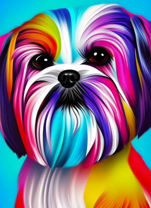 Shih Tzu Dog Colourful Abstract Art Blank Greeting Card