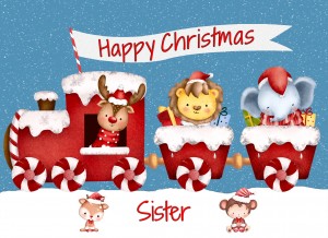 Christmas Card For Sister (Happy Christmas, Train)
