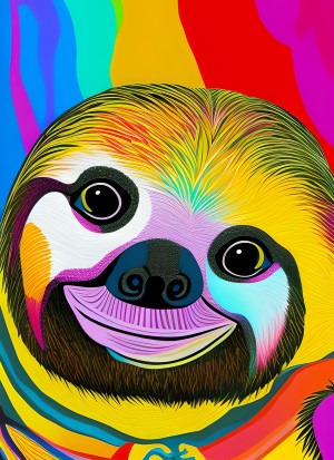 Sloth Animal Colourful Abstract Art Blank Greeting Card