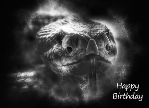Snake Black and White Art Birthday Card