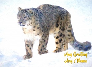 Personalised Snow Leopard Art Greeting Card (Birthday, Christmas, Any Occasion)