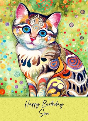 Birthday Card For Son (Cat Art Painting)