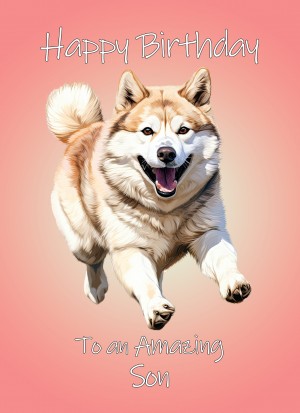Akita Dog Birthday Card For Son