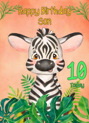 10th Birthday Card for Son (Zebra)