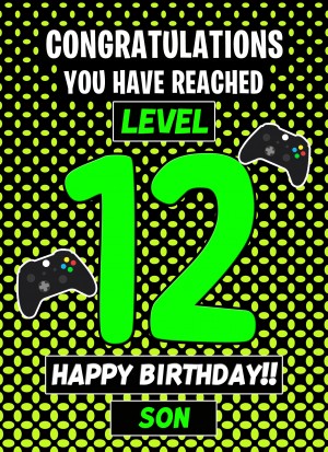 12th Level Gamer Birthday Card (Son)