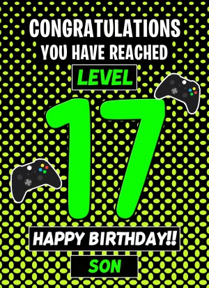 17th Level Gamer Birthday Card (Son)
