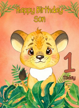 1st Birthday Card for Son (Lion)