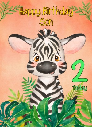 2nd Birthday Card for Son (Zebra)