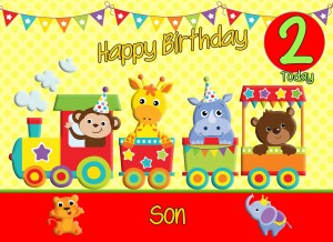 2nd Birthday Card for Son (Train Yellow)