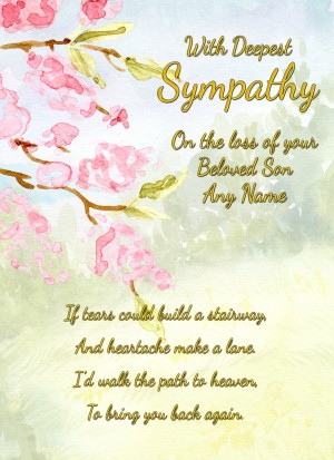 Personalised Sympathy Bereavement Card (With Deepest Sympathy, Beloved Son)