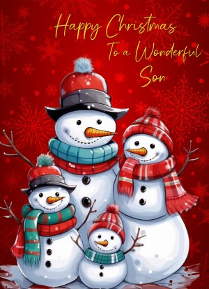 Christmas Card For Son (Snowman, Design 10)