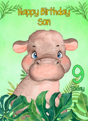 9th Birthday Card for Son (Hippo)