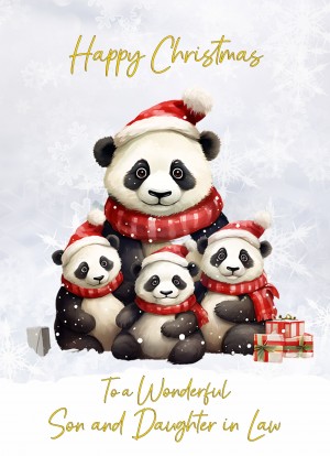 Christmas Card For Son and Daughter in Law (Panda Bear Family Art)
