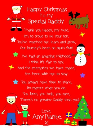 Personalised 'from The Kids' Christmas Verse Poem Greeting Card (Special Daddy, from Son)