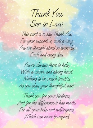 Thank You Poem Verse Card For Son in Law