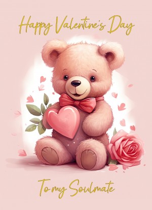 Valentines Day Card for Soulmate (Cuddly Bear, Design 4)