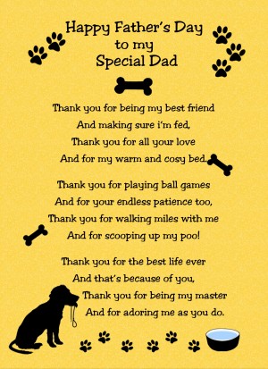 From The Dog Fathers Day Verse Poem Card (Yellow, Special Dad)