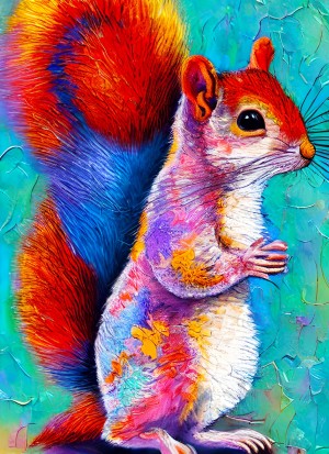 Squirrel Animal Colourful Abstract Art Blank Greeting Card