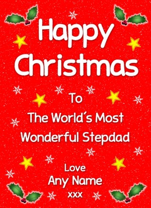 Personalised 'Stepdad' Christmas Greeting Card