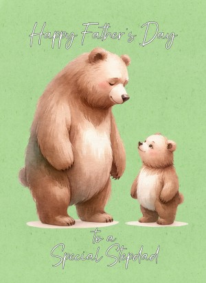 Father and Child Bear Art Fathers Day Card For Stepdad (Design 2)