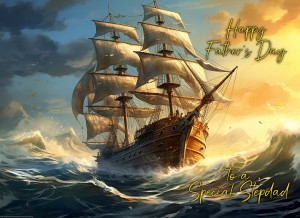 Ship Scenery Art Fathers Day Card For Stepdad (Design 4)