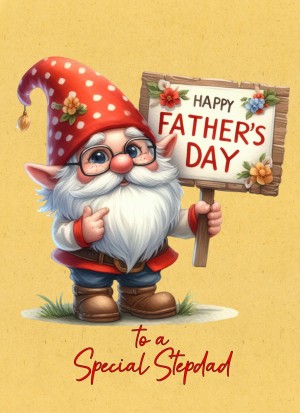 Gnome Funny Art Fathers Day Card For Stepdad (Design 1)