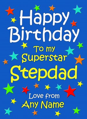 Personalised Stepdad Birthday Card (Blue)