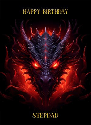 Gothic Fantasy Dragon Birthday Card For Stepdad (Design 1)