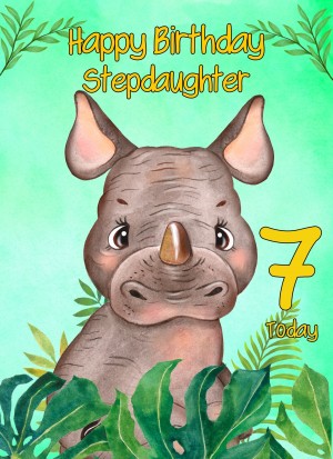 7th Birthday Card for Stepdaughter (Rhino)