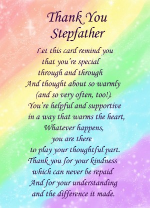 Thank You 'Stepfather' Poem Verse Greeting Card