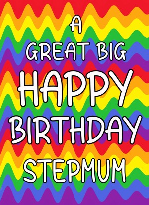 Happy Birthday 'Step Mum' Greeting Card (Rainbow)