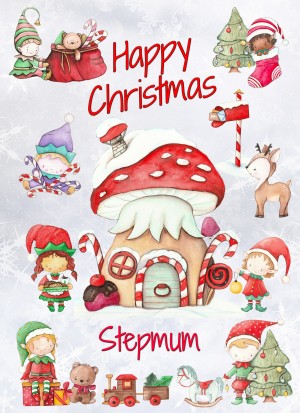 Christmas Card For Stepmum (Elf, White)