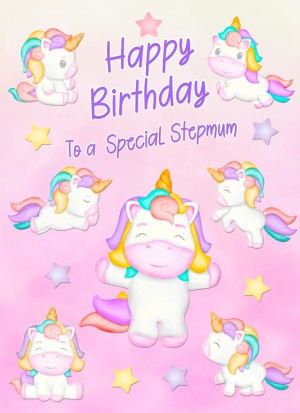 Birthday Card For Stepmum (Unicorn, Pink)