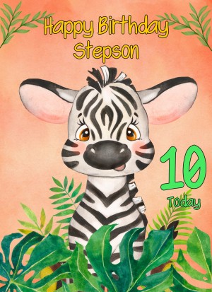 10th Birthday Card for Stepson (Zebra)