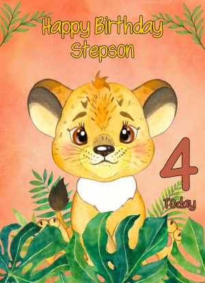 4th Birthday Card for Stepson (Lion)
