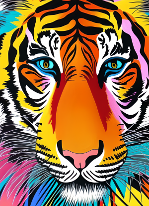 Tiger Animal Colourful Abstract Art Blank Greeting Card