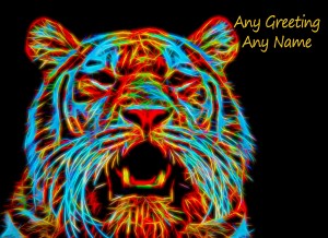Personalised Tiger Neon Greeting Card (Birthday, Christmas, Any Occasion)