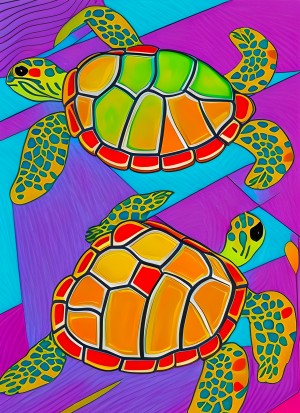 Turtle Animal Colourful Abstract Art Blank Greeting Card