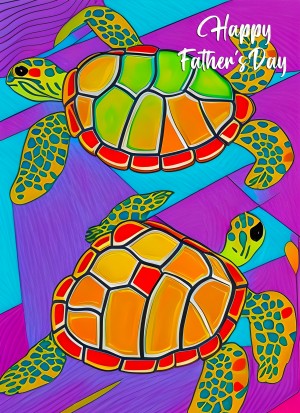 Turtle Animal Colourful Abstract Art Fathers Day Card