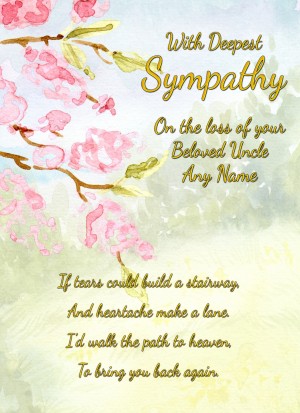 Personalised Sympathy Bereavement Card (With Deepest Sympathy, Beloved Uncle)