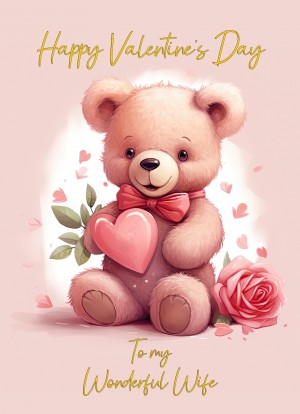 Valentines Day Card for Wife (Cuddly Bear, Design 4)