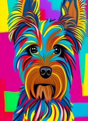 Yorkshire Terrier Dog Colourful Abstract Art Blank Greeting Card