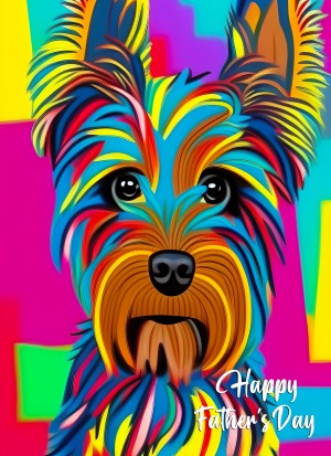 Yorkshire Terrier Dog Colourful Abstract Art Fathers Day Card