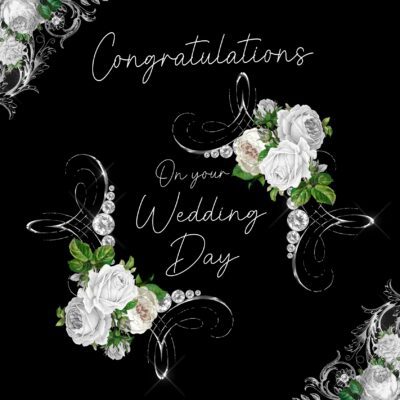 Wedding Congratulations Square Card (Black)