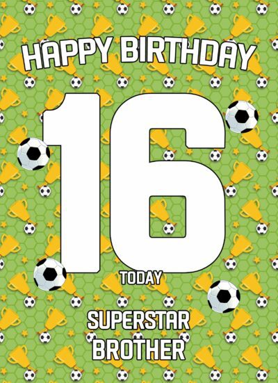 16th Birthday Football Card for Brother