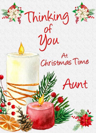 Thinking of You at Christmas Card For Aunt (Candle)