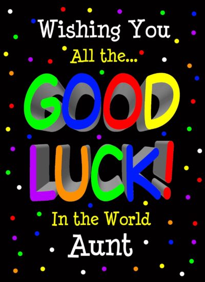 Good Luck Card for Aunt (Black)